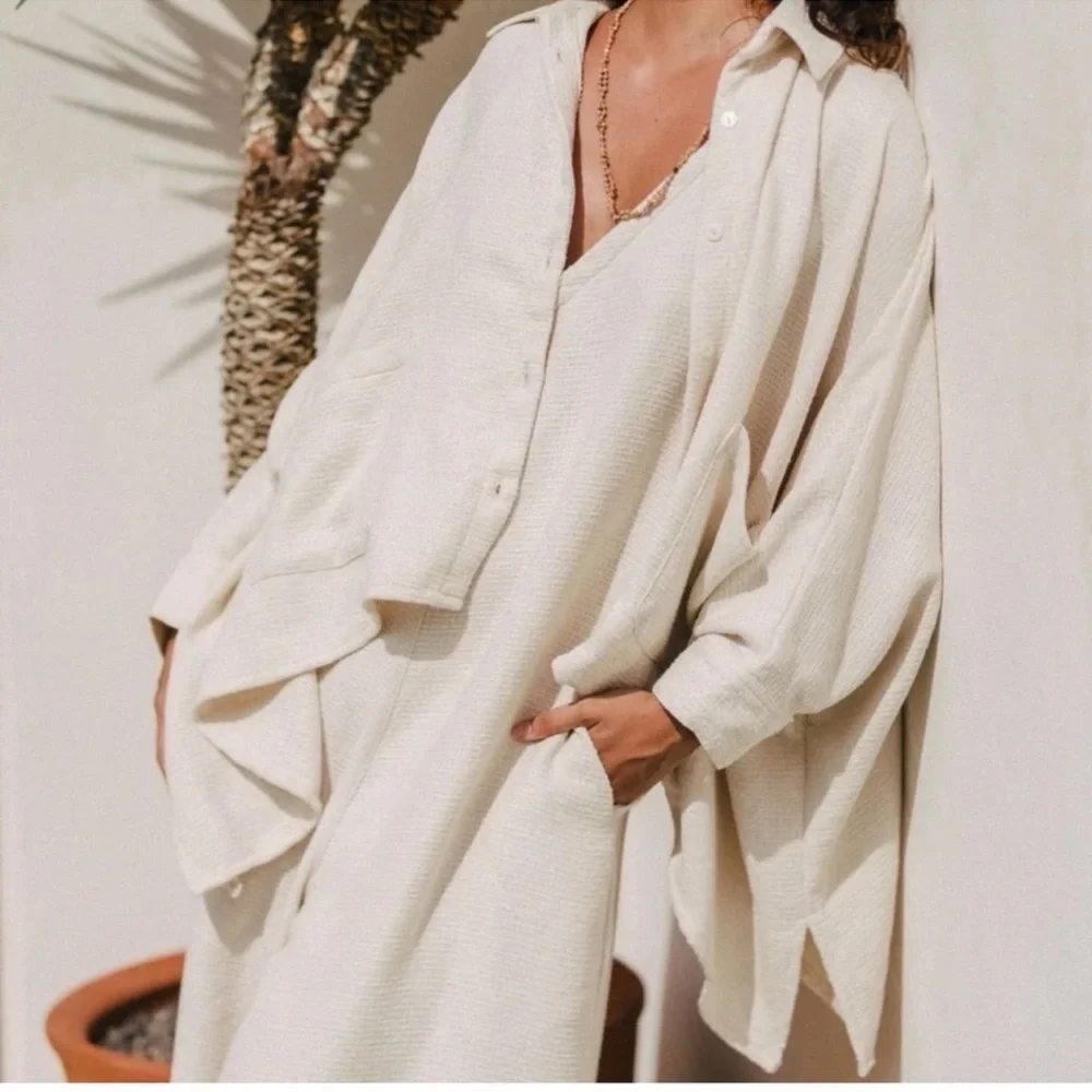 Myrah Penaloza - COTTON Cream Shirt Jacket - Picture 5 of 7